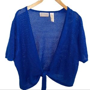 🛒Alfred Dunner Woman Blue Tie Front Shrug Size 2X